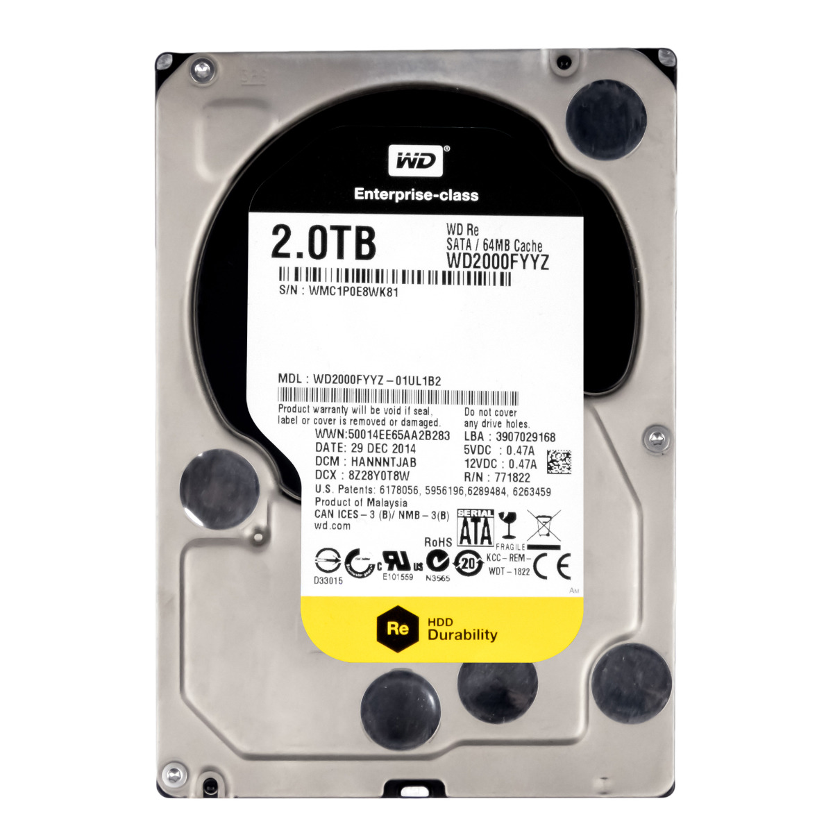 WD RE 2TB 7,2K 64Mo SATA III 3,5'' WD2000FYYZ