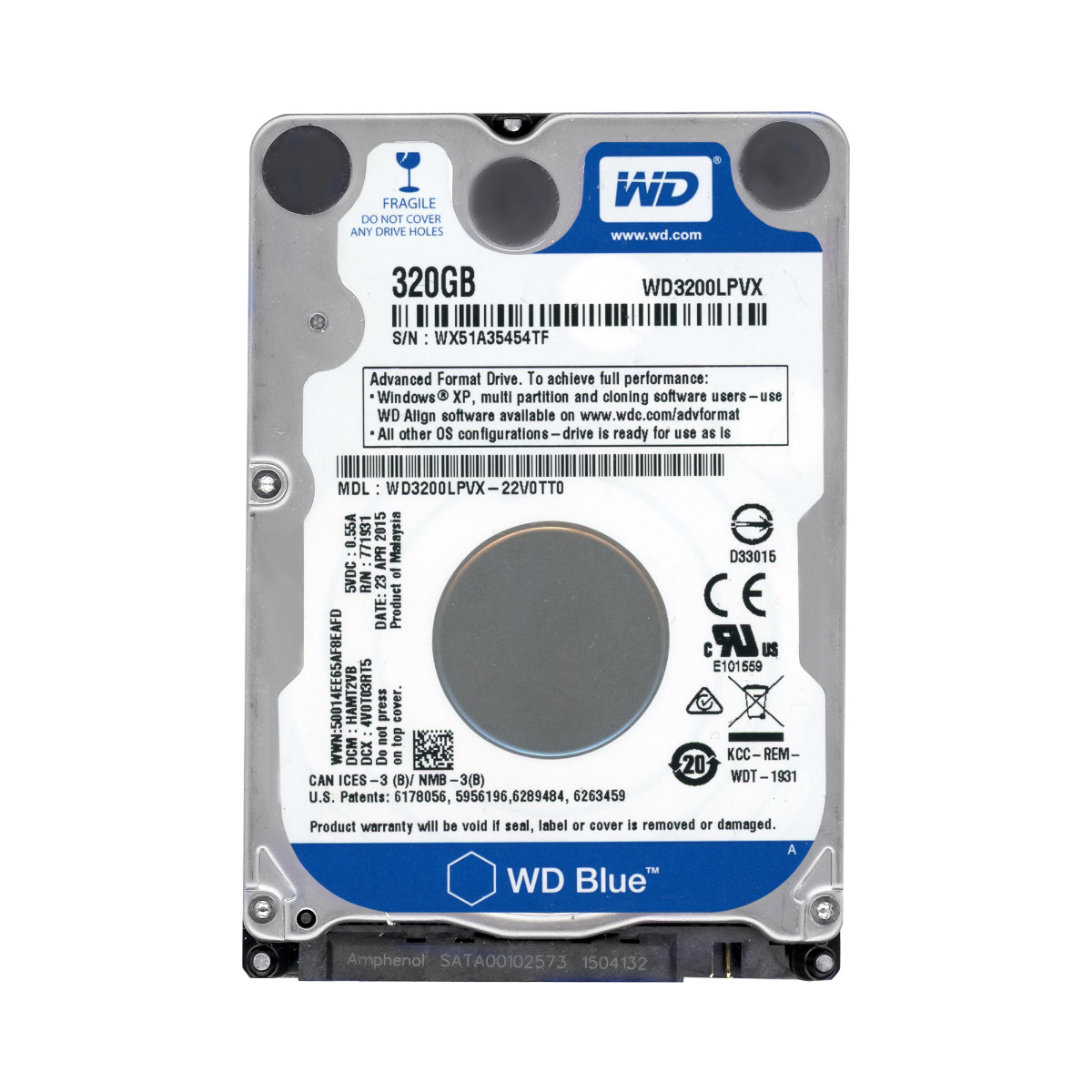 WD BLUE WD3200LPVX 320 Go 5 400 tr/min SATA III 8 Mo 2,5''