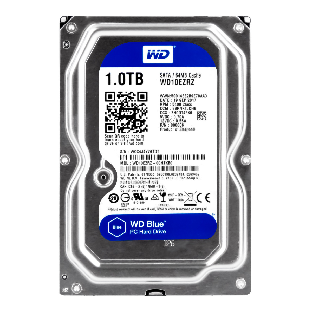 WD BLUE 1TB SATA III 5.4K 64MB 3,5'' WD10EZRZ