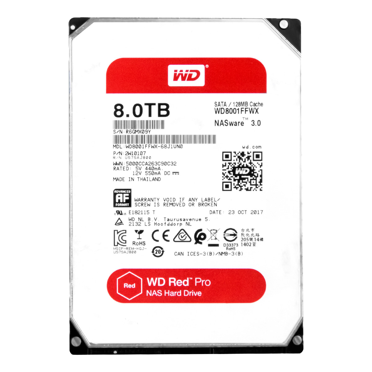 WD RED PRO 8TB 7.2K 128MB SATA III 3,5'' WD8001FFWX NASware 3.0