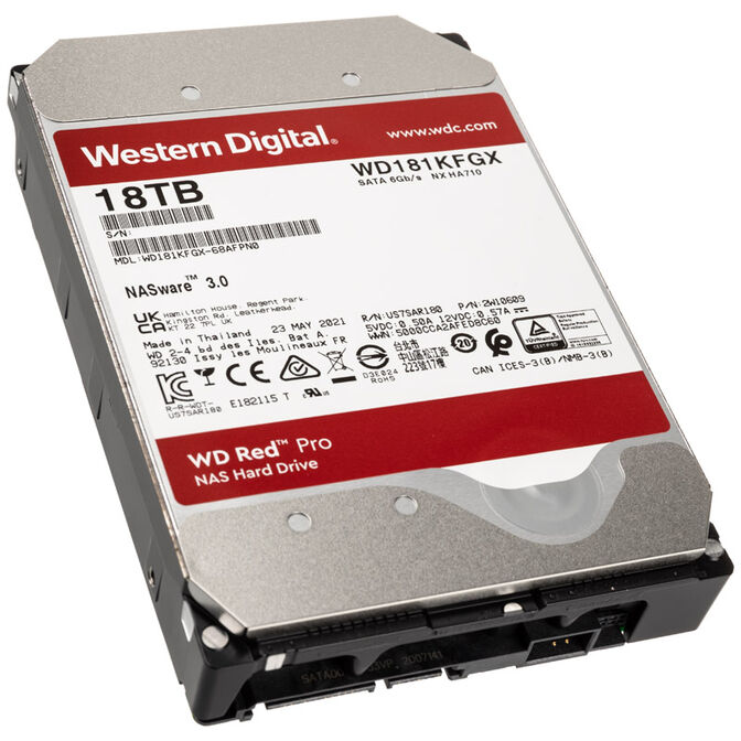 Disque dur NAS WD Red Pro - 18 To, 512 Mo SATA, 3,5", jusqu'à 24 baies, CMR