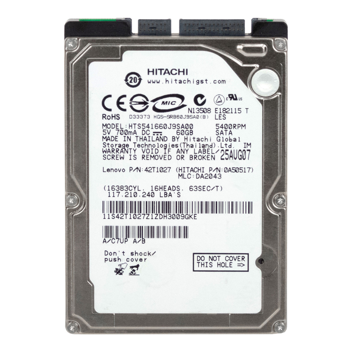 Disque dur LENOVO 42T1027 60 Go 5,4K 8 Mo SATA 2,5"