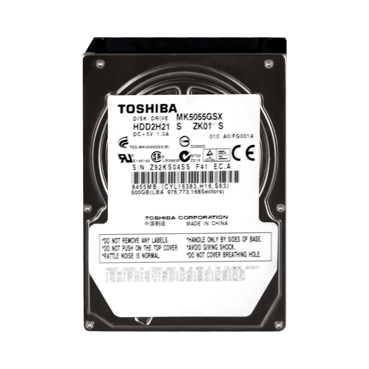 TOSHIBA 500 Go 5,4K 8 Mo SATA II 2,5'' MK5055GSX
