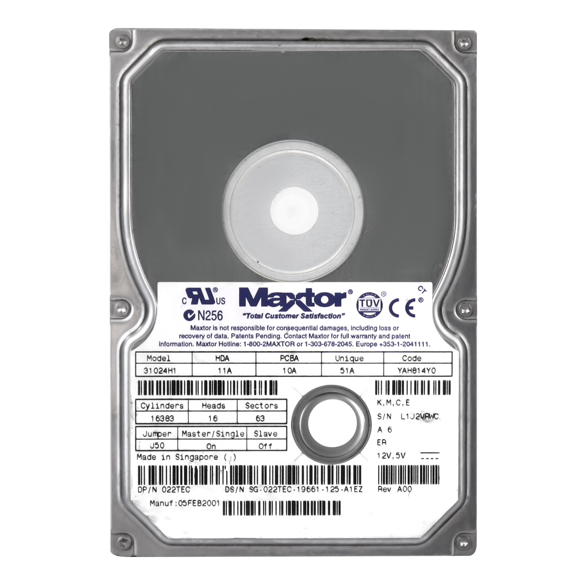 DELL 022TEC Disque dur ATA 10 Go 5 400 tr/min 2 Mo 3,5'' 31024H1