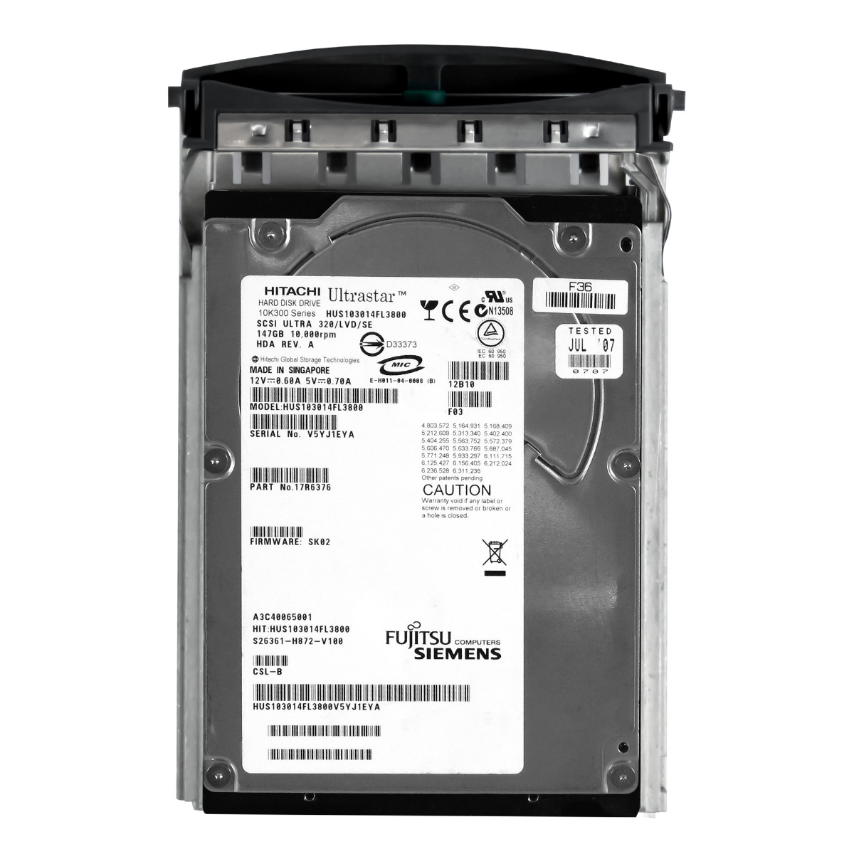 Disque dur Fujitsu A3C40065001 147 Go 10K 8 Mo SCSI U320 3,5'' HUS103014FL3800