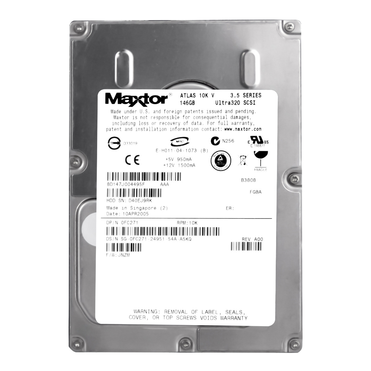 DELL 0FC271 146 Go 10K 8 Mo SCSI U320 3,5'' 8D147J0