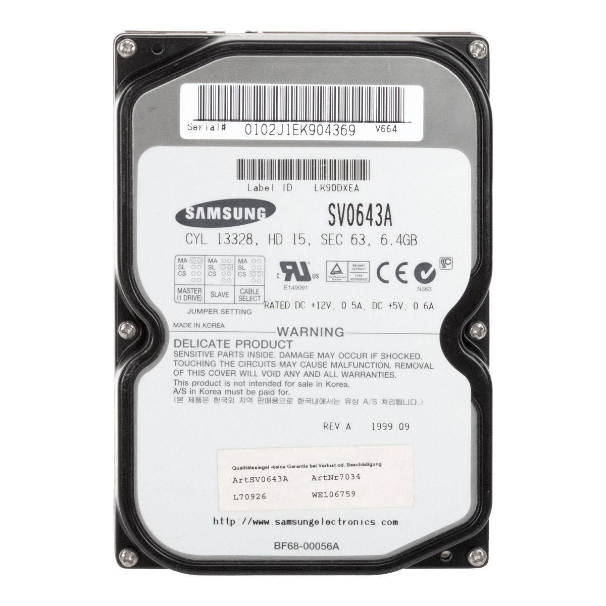 SAMSUNG VOYAGER 6 6,4 Go 5,4K ATA 3,5'' SV0643A