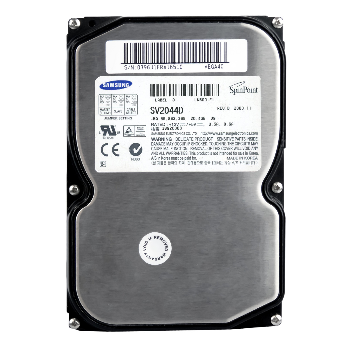 SAMSUNG SpinPoint V10200 20,4 Go 5,4K ATA 3,5'' SV2044D