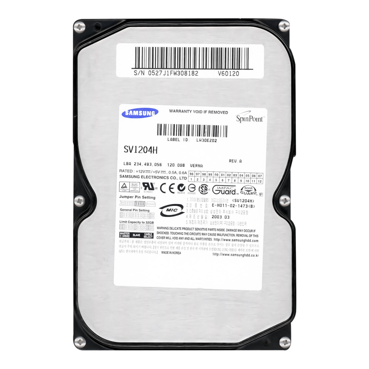 SAMSUNG SpinPoint V60 120GB 7.2K 2MB ATA 3.5'' SV1204H