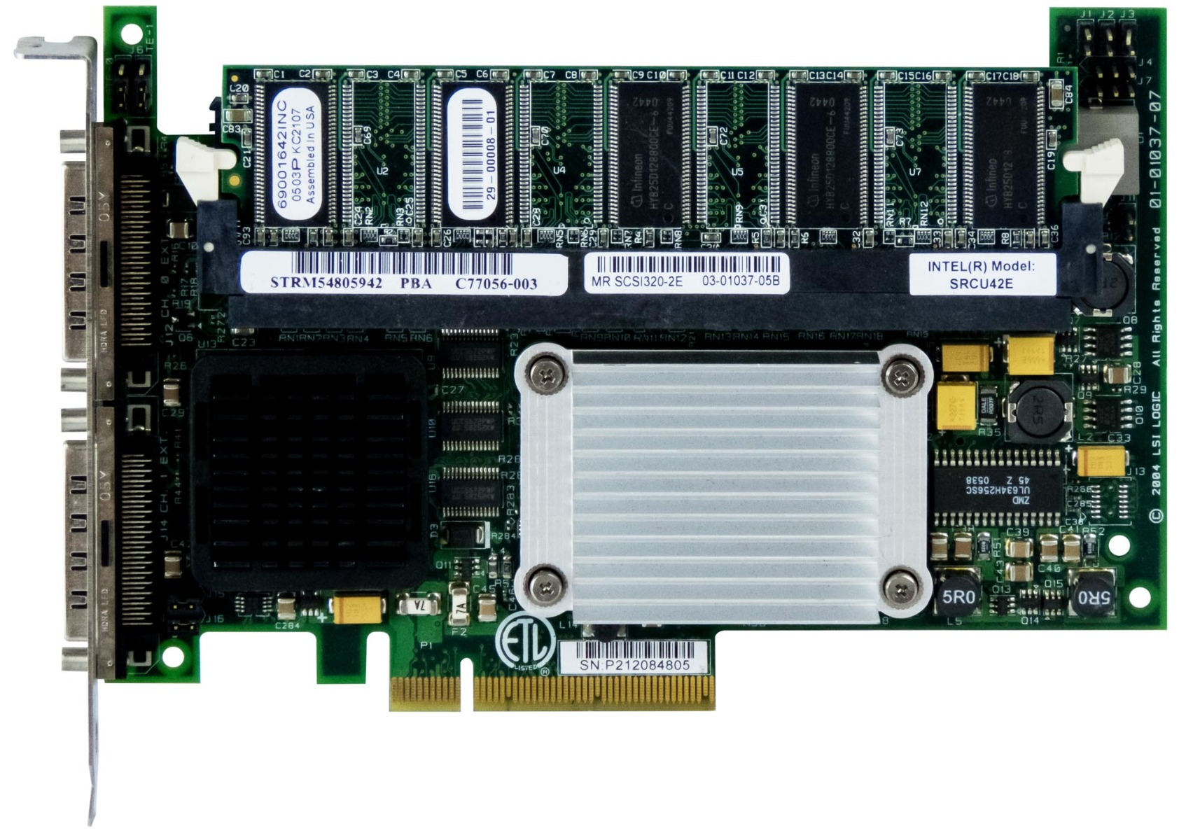 CONTRÔLEUR RAID SCSI320-2E INTEL SRCU42E 128 Mo PCIe