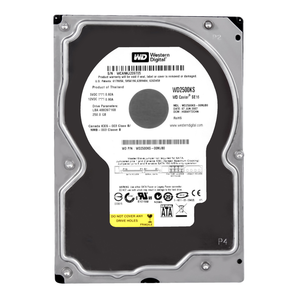 WD CAVIAR 250 Go 7,2 K 16 Mo SATA II 3,5'' WD2500KS