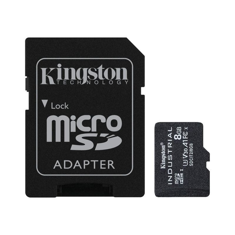 Carte mémoire industrielle Kingston 8 Go MicroSDHC, UHS-I, Classe 3 (U3), A1, Noir