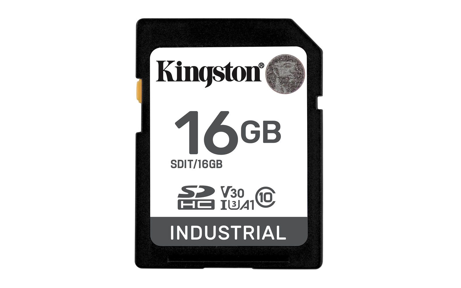 Kingston Carte mémoire industrielle SD 16 Go Kingston 16 GBSDHC-Karte, UHS-I, Class 3 (U3), A1, Noir