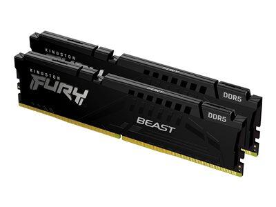 Kingston FURY™ Beast Mémoire DDR5 64 Go 6000 MT/s CL30 DIMM (Kit 2 barrettes) Noir XMP 3000 MHz / PC5-48000 - 1,4 V - non tamponnée - ECC On-Die