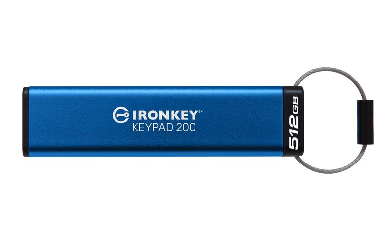 Kingston IronKey Keypad 200 - Clé USB - 512 Go - USB-A 3.2 Gen 1 (3.1 Gen 1) - Bleu