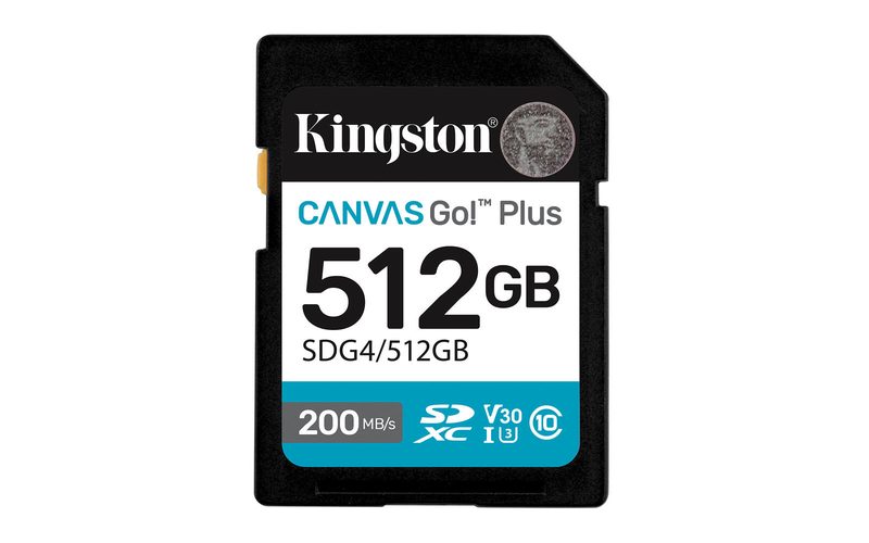 Kingston Canvas Go Plus SDXC - 512 Go Classe 10, UHS-I, U3, V30, 200 Mo/s