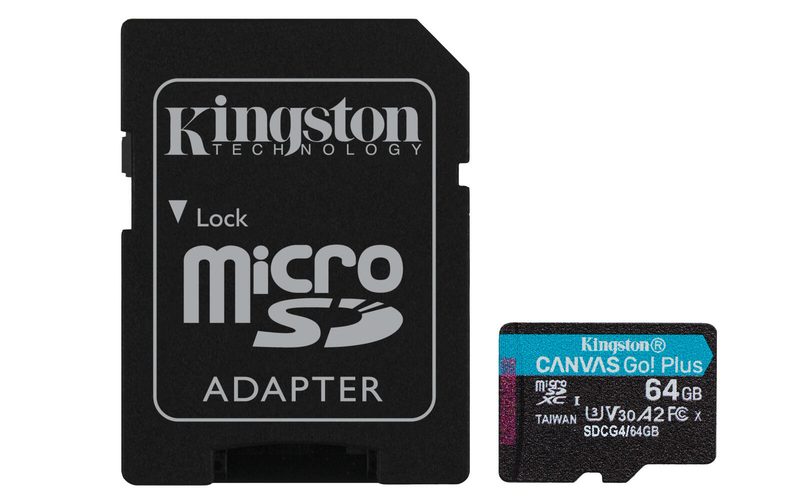 Kingston Canvas Go! Plus Carte mémoire Flash - 64 Go Micro-SD avec adaptateur inclus