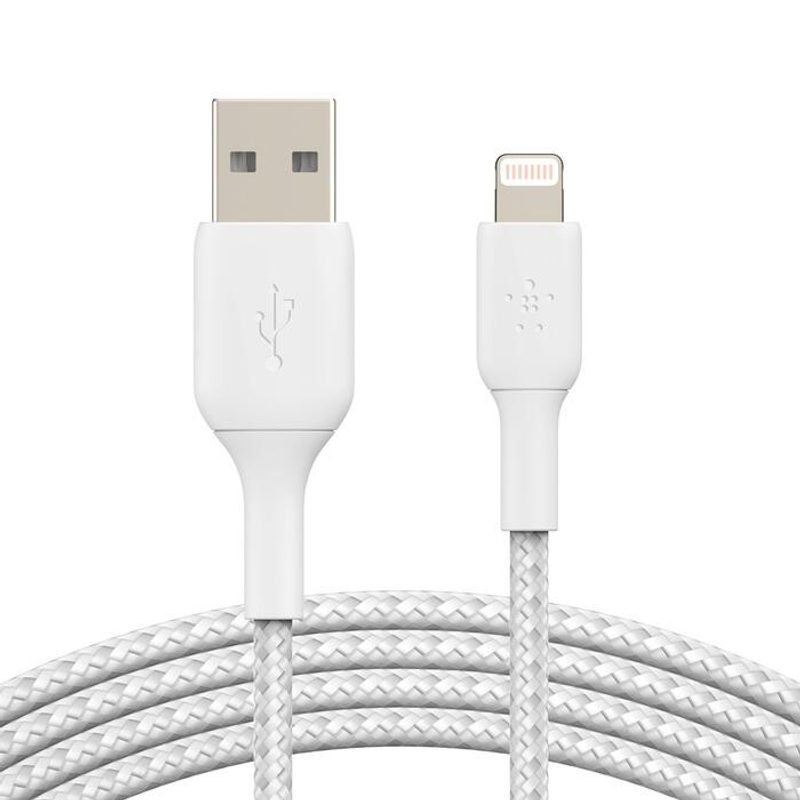 Belkin BoostCharge câble tressé Lightning/USB-A 2 m, blanc