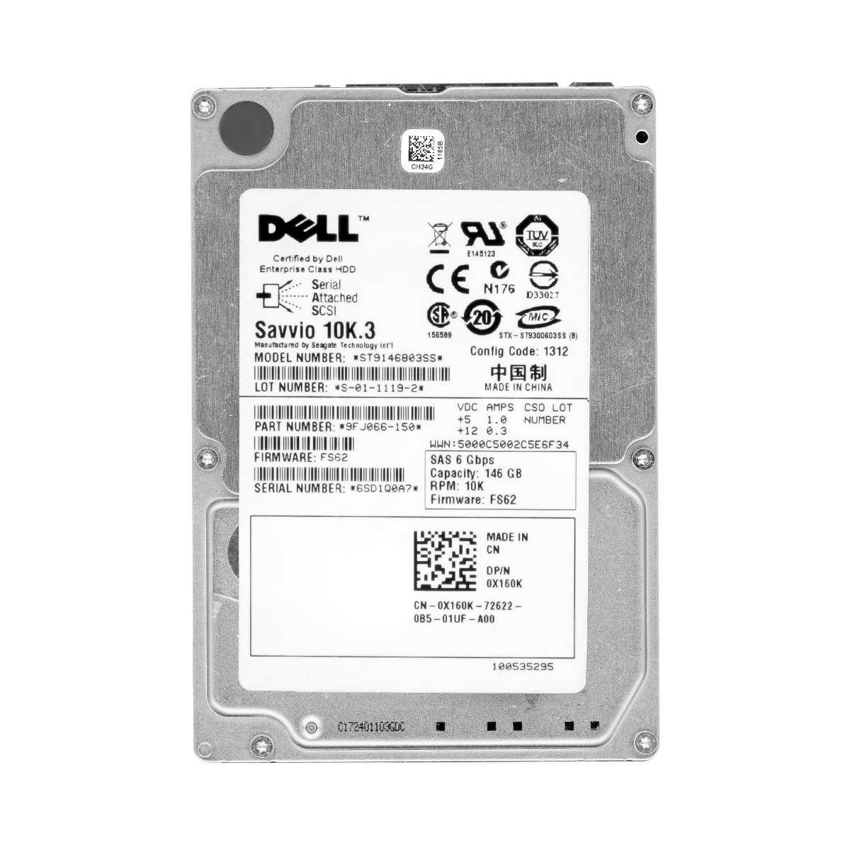 DELL 0X160K 146 Go 10K 16 Mo SAS-2 2,5" ST9146803SS