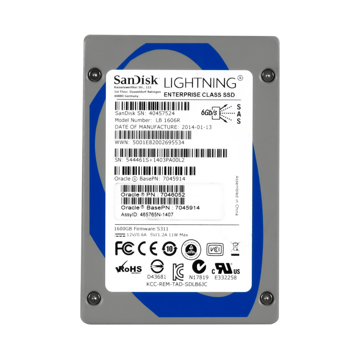 SUN 7046052 7045914 1,6 To MLC SAS-2 2,5'' LB 1606R