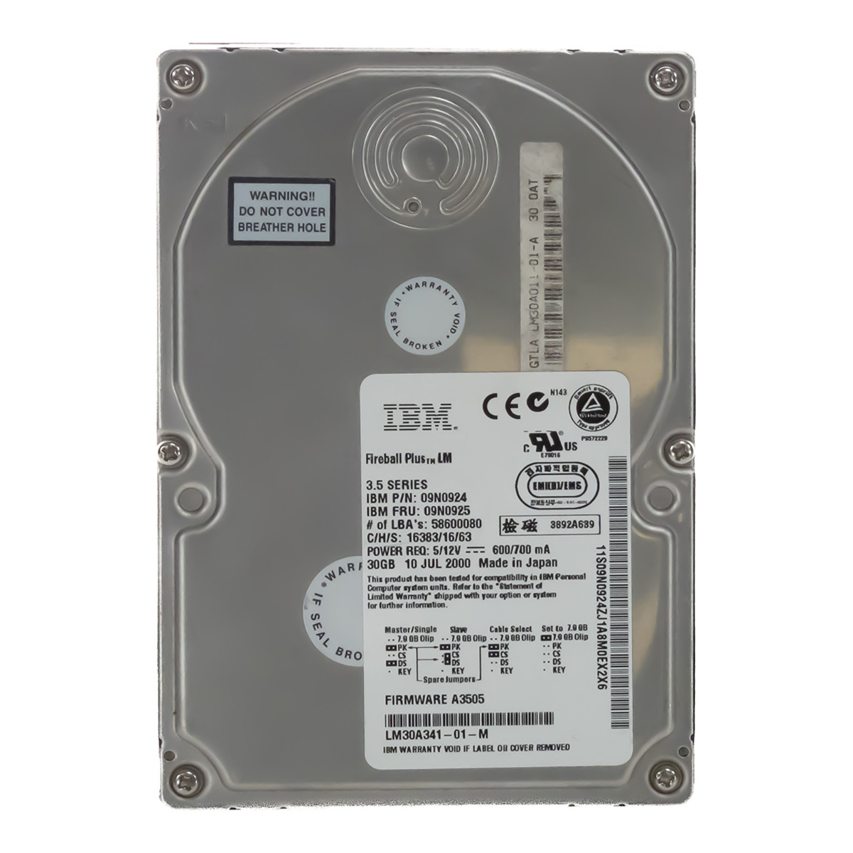 IBM 09N0925 09N0924 30GB 7.2K 2MB ATA 3.5'' LM30A011