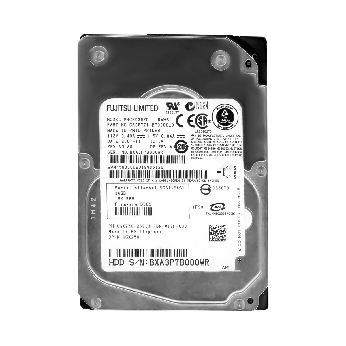 DELL 0GX250 Disque dur 36 Go 15 000 tr/min 16 Mo SAS 2,5'' MBC2036RC