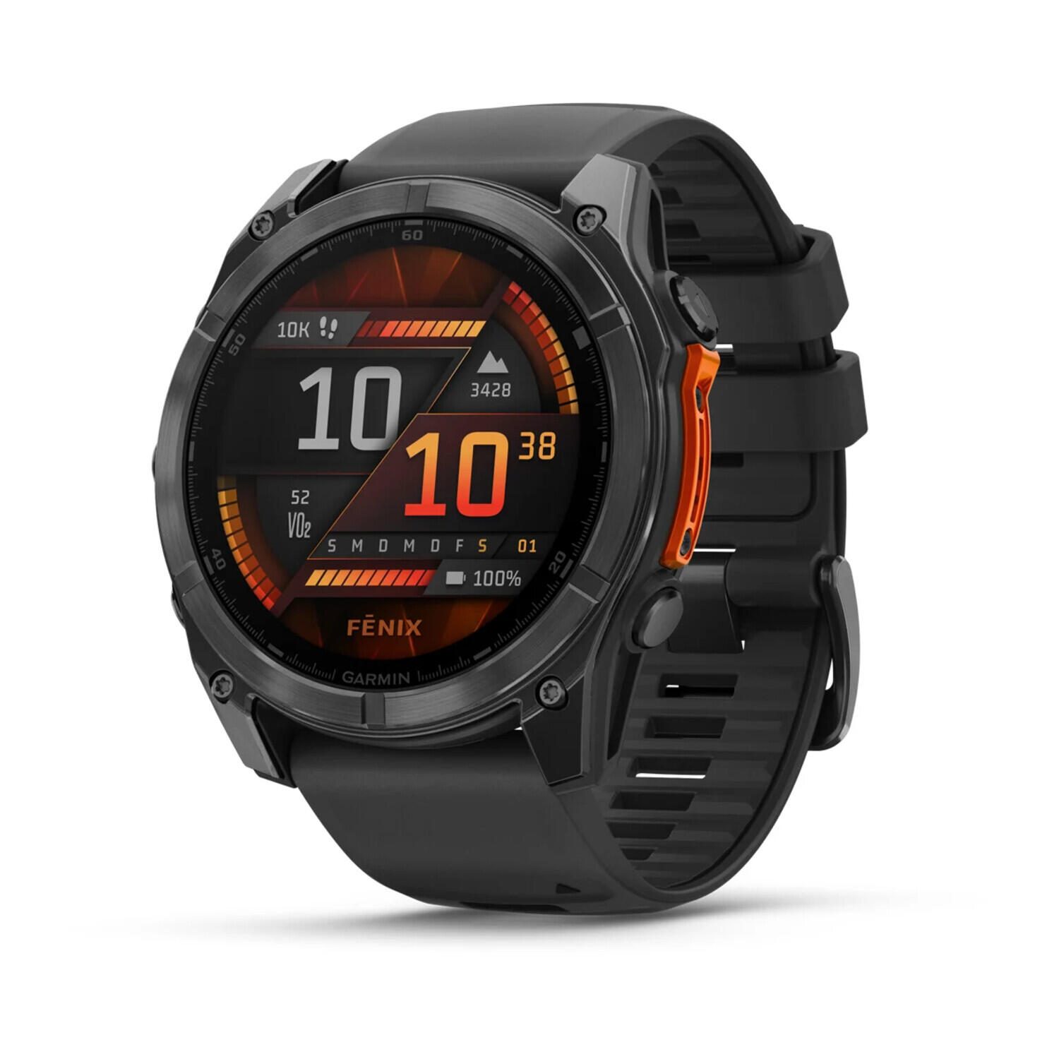 Montre connectée Garmin fēnix® 8 Smartwatch AMOLED 51 mm Noir/Ardoise avec bracelet silicone QuickFit® 26 mm