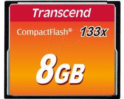 Carte mémoire Transcend TS8GCF133 CompactFlash 8 Go, MLC, noire