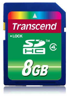 Carte mémoire Transcend TS8GSDHC4 8 Go SDHC, noire