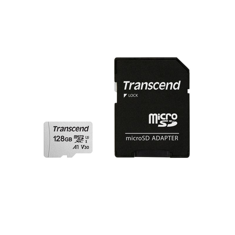 Carte mémoire Transcend TS128GUSD300S-A 128 Go MicroSDXC, NAND, Class 3 (U3), A1, argent