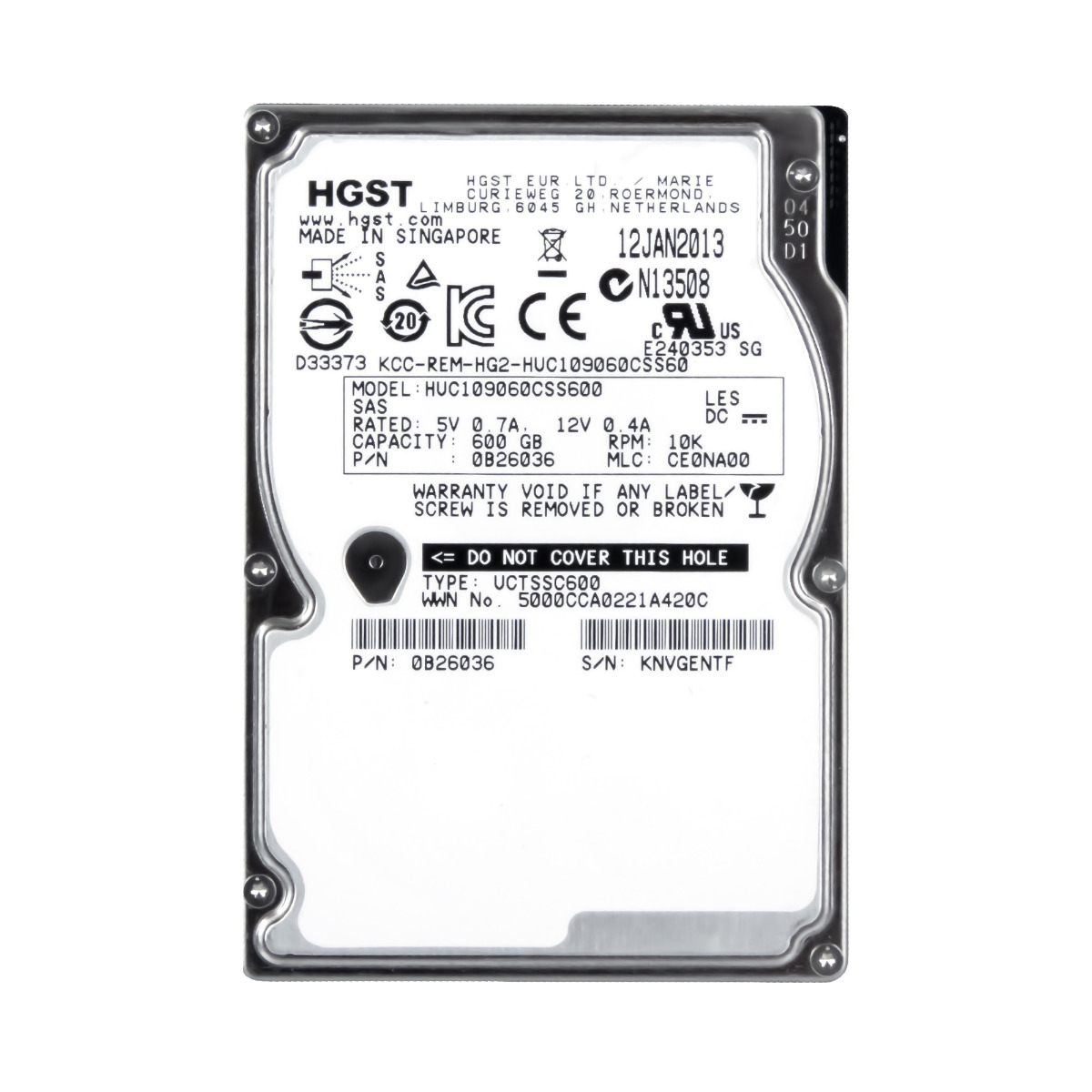HGST UltraStar C10K900 600 Go 10K 64 Mo SAS-2 2,5'' HUC109060CSS600