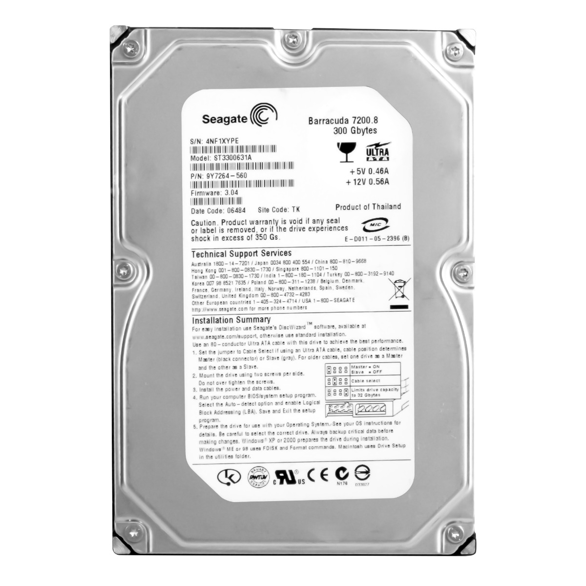 SEAGATE BARRACUDA 300 Go 7,2K 16 Mo ATA 3,5'' ST3300631A