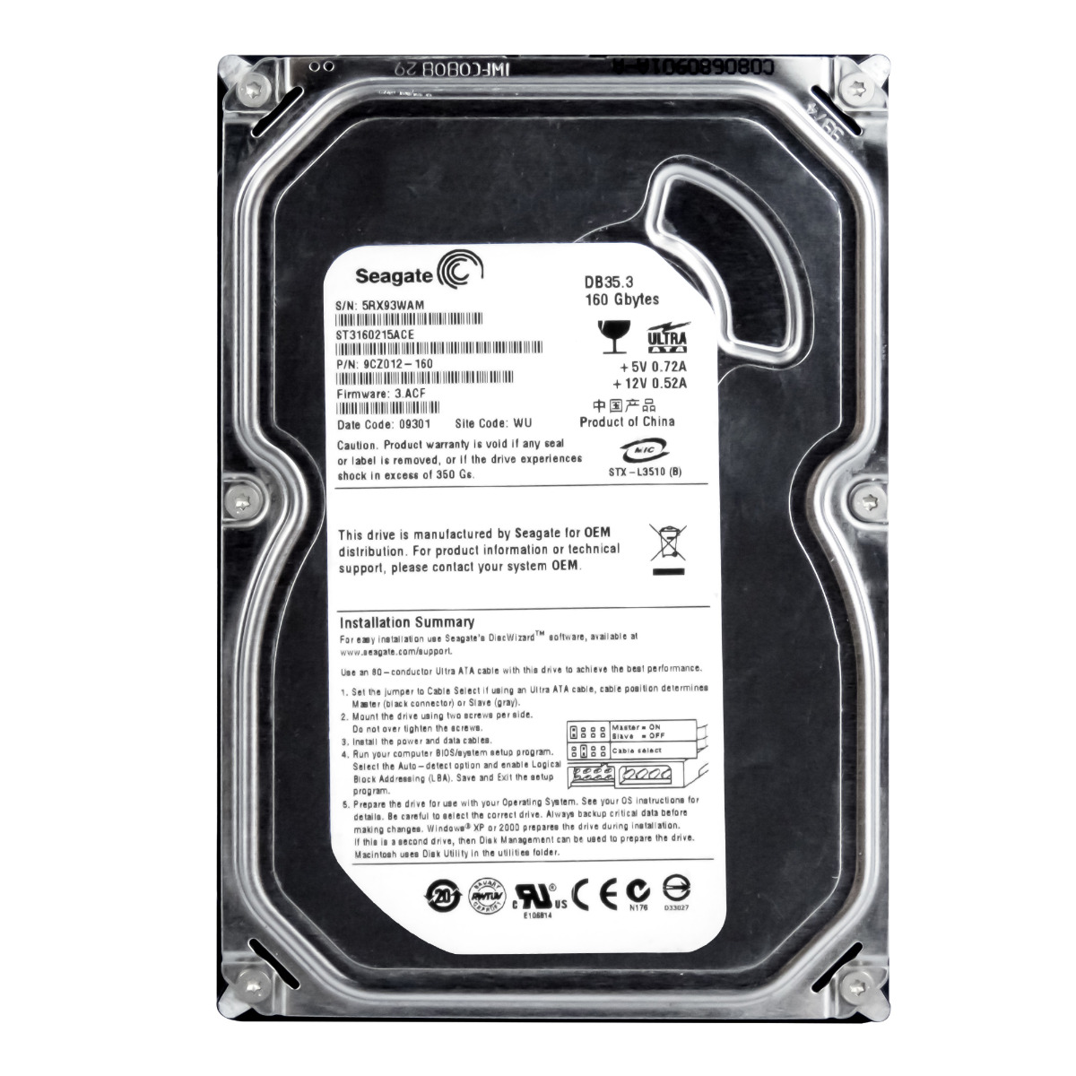 SEAGATE DB35.3 160 Go 7,2K 2 Mo ATA 3,5'' ST3160215ACE