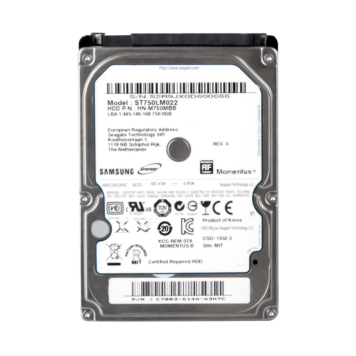 SAMSUNG SpinPoint M8 750GB SATA II 5.4K 8MB 2,5'' ST750LM022