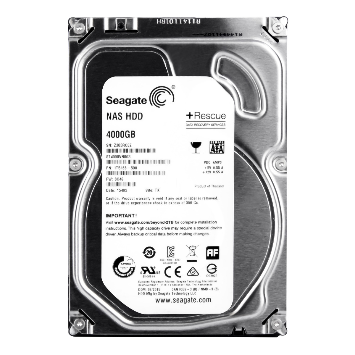 SEAGATE NAS HDD 4TB 5.9K 64MB SATA III 3.5'' ST4000VN003