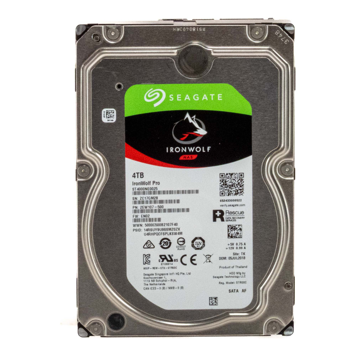 SEAGATE IronWolf PRO 4 To 7 200 tr/min 128 Mo SATA III 3,5'' ST4000NE0025