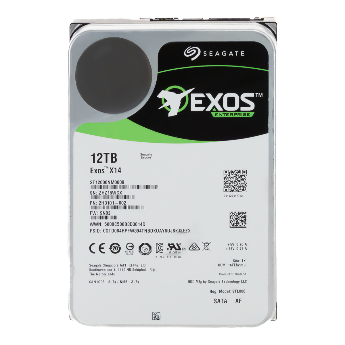 SEAGATE EXOS X14 12 To 7 200 tr/min 256 Mo SATA III 3,5" ST12000NM0008