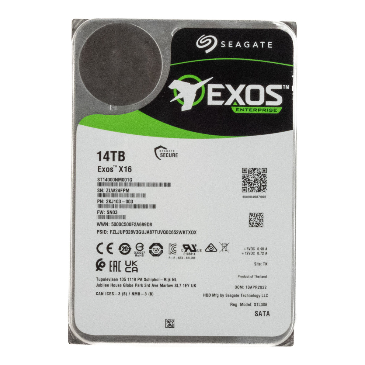 SEAGATE EXOS X16 14TB SATA III 7.2K 256MB 3.5'' ST14000NM001G