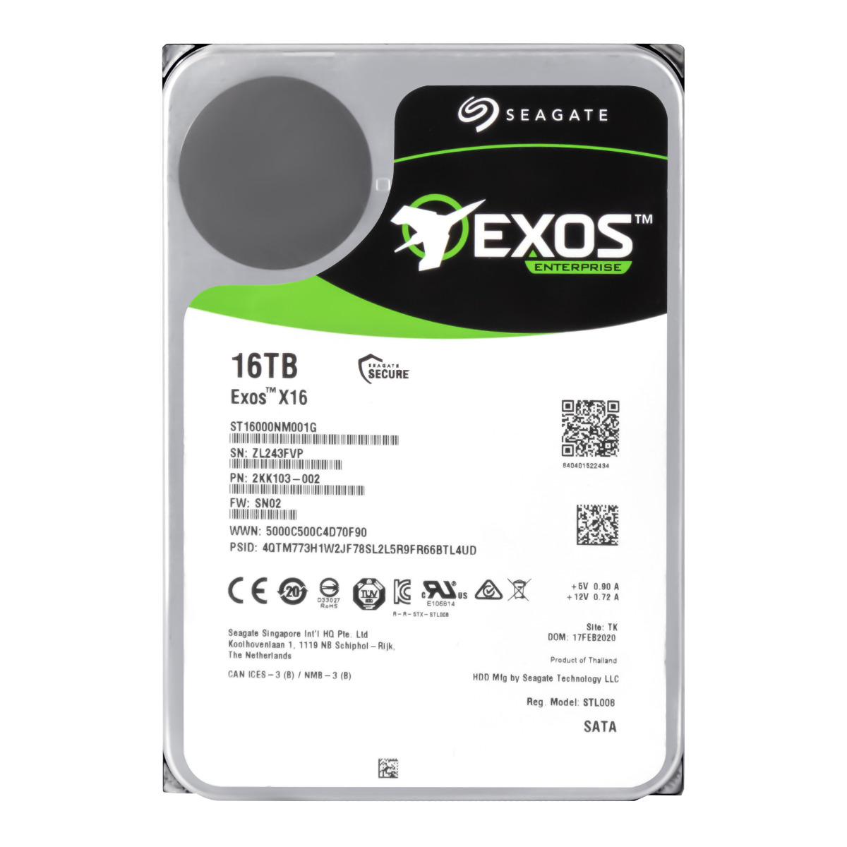 SEAGATE EXOS X16 16TB 7.2K 256MB 3.5'' SATA III ST16000NM001G