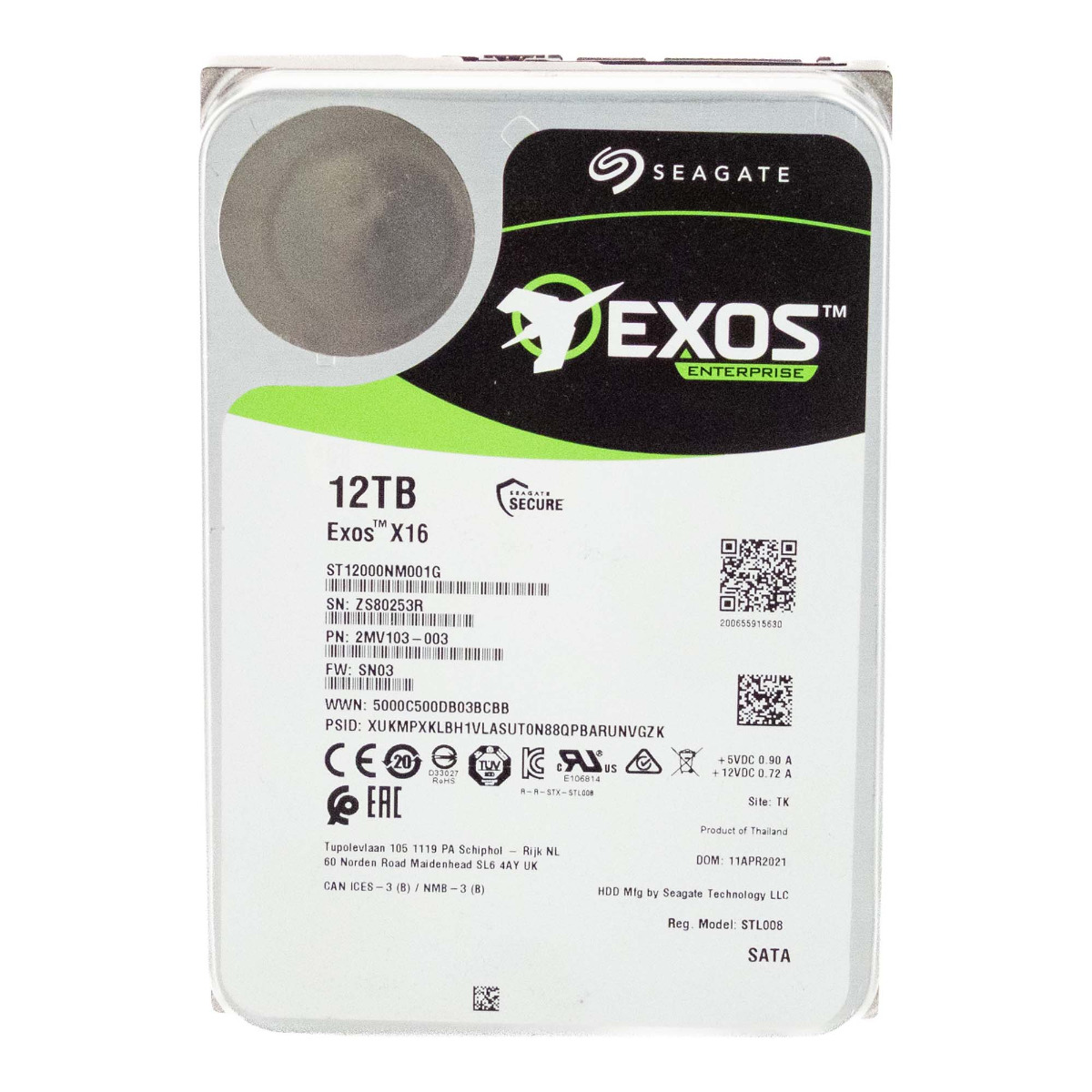 SEAGATE EXOS X16 12TB 7.2K 256MB SATA III 3.5'' ST12000NM001G