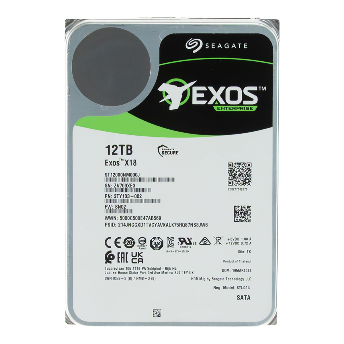 SEAGATE EXOS X18 12 To 7 200 tr/min 256 Mo SATA III 3,5" ST12000NM000J