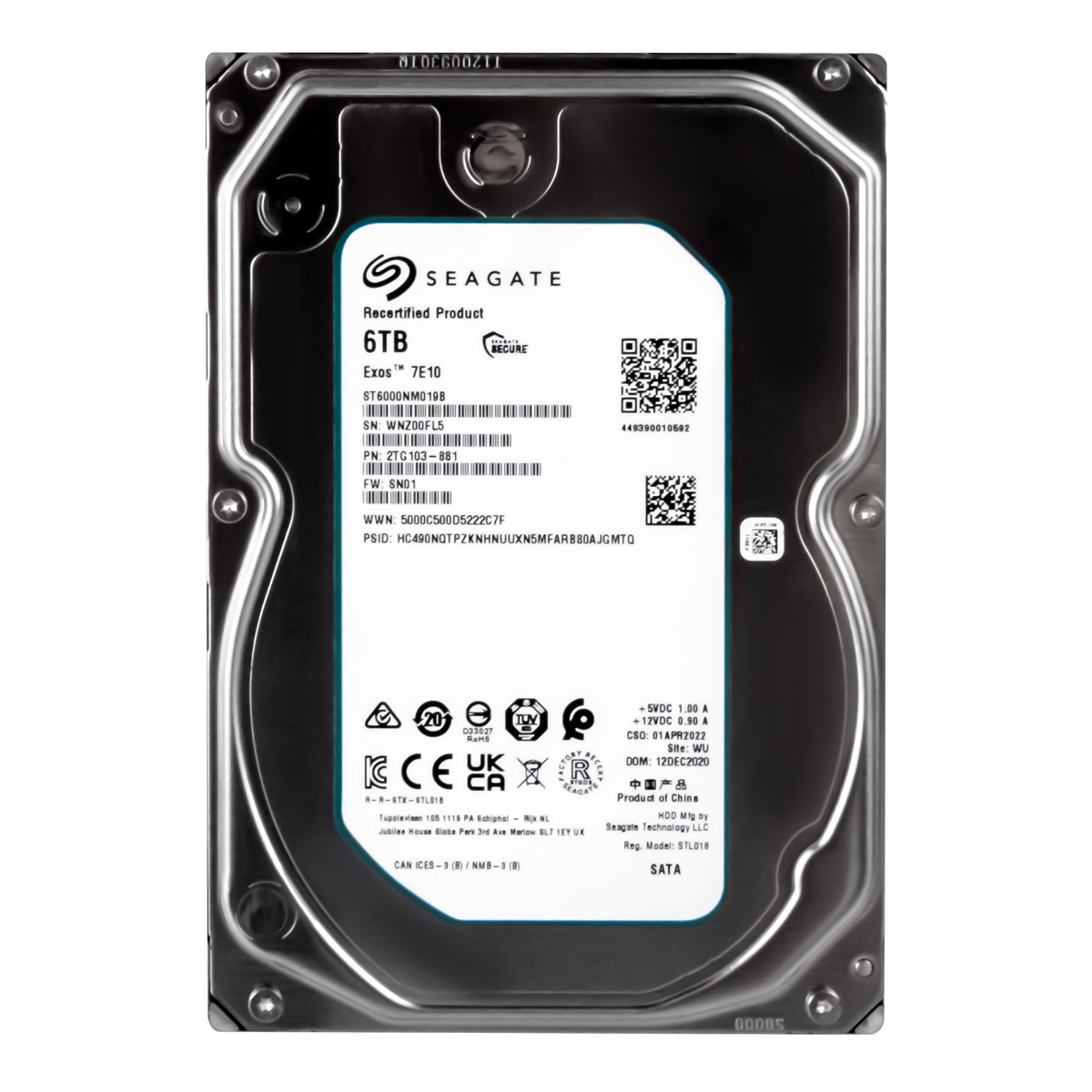 SEAGATE EXOS 7E10 6TB 7.2K 256MB SATA III 3.5'' ST6000NM019B RECERTIFIÉ