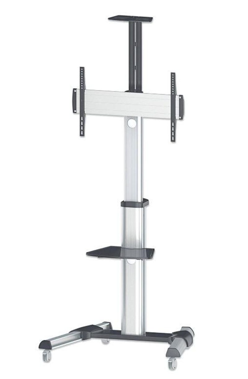 Chariot multimédia universel Manhattan Noir/Argent 94-117,8 cm / 37"-70", inclinaison, roulettes renforcées
