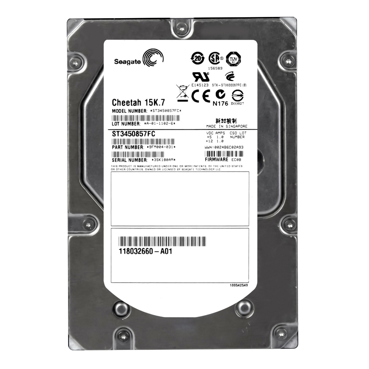 EMC 118032660-A01 450 Go 15K 16 Mo FC 3,5'' ST3450857FC