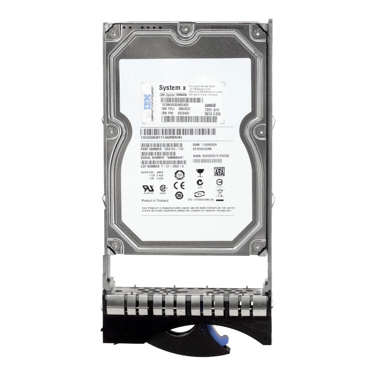 IBM 39M4533 42C0469 500 Go 7 200 tr/min 32 Mo SATA II 3,5'' ST3500320NS