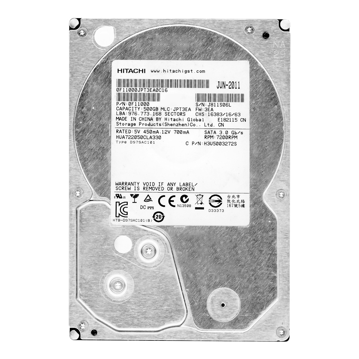 HITACHI UltraStar A7K2000 500 Go 7 200 tr/min 32 Mo SATA II 3,5'' HUA722050CLA330