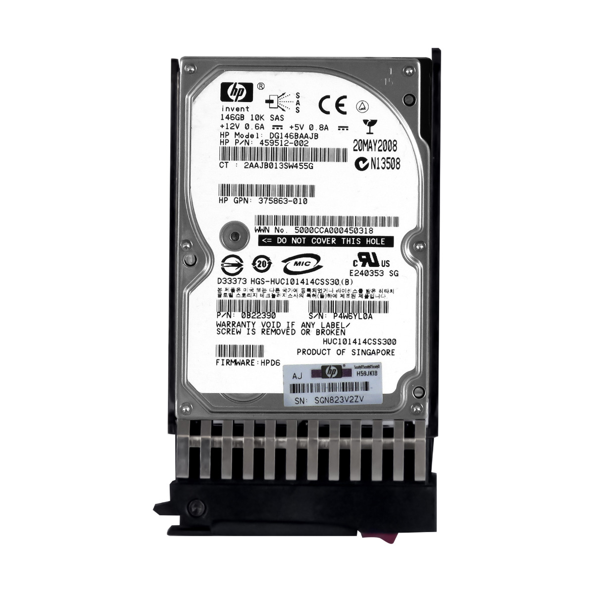 HP 459512-002 432320-001 146GB 10K 16MB SAS 2,5'' DG146BAAJB