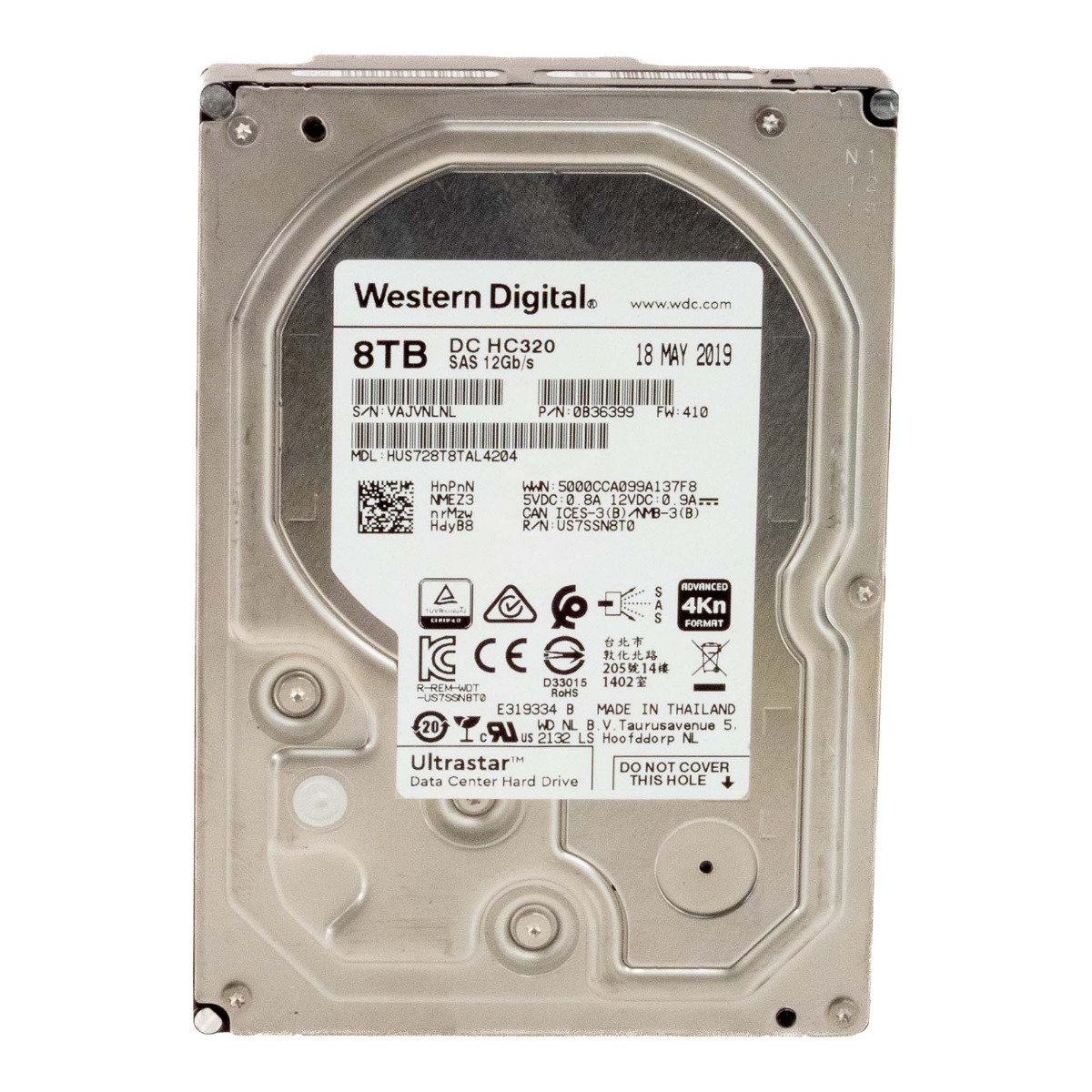 WD UltraStar DC HC320 8 To 7 200 tr/min 256 Mo SAS-3 3,5'' HUS728T8TAL4204