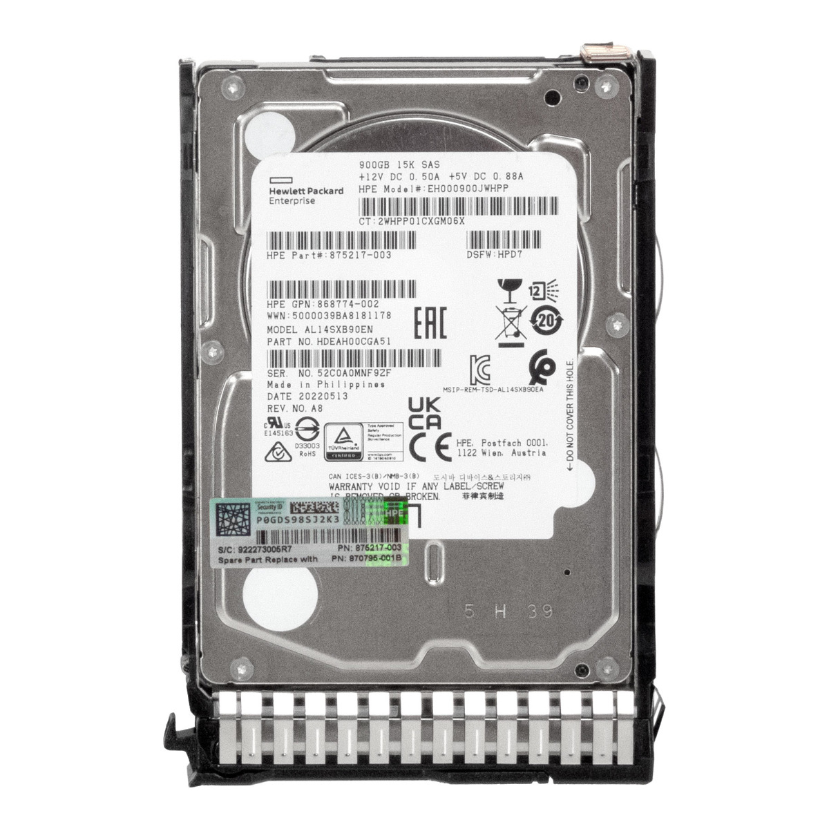 HP 875217-003 870795-001 900GB 15K 128MB SAS-3 2.5'' EH000900JWHPP