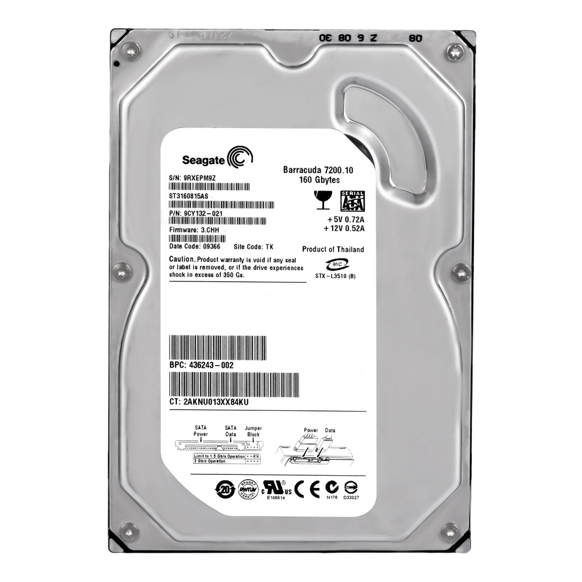HP 436243-002 160 Go SATA II 7,2K 8 Mo 3,5'' ST3160815AS